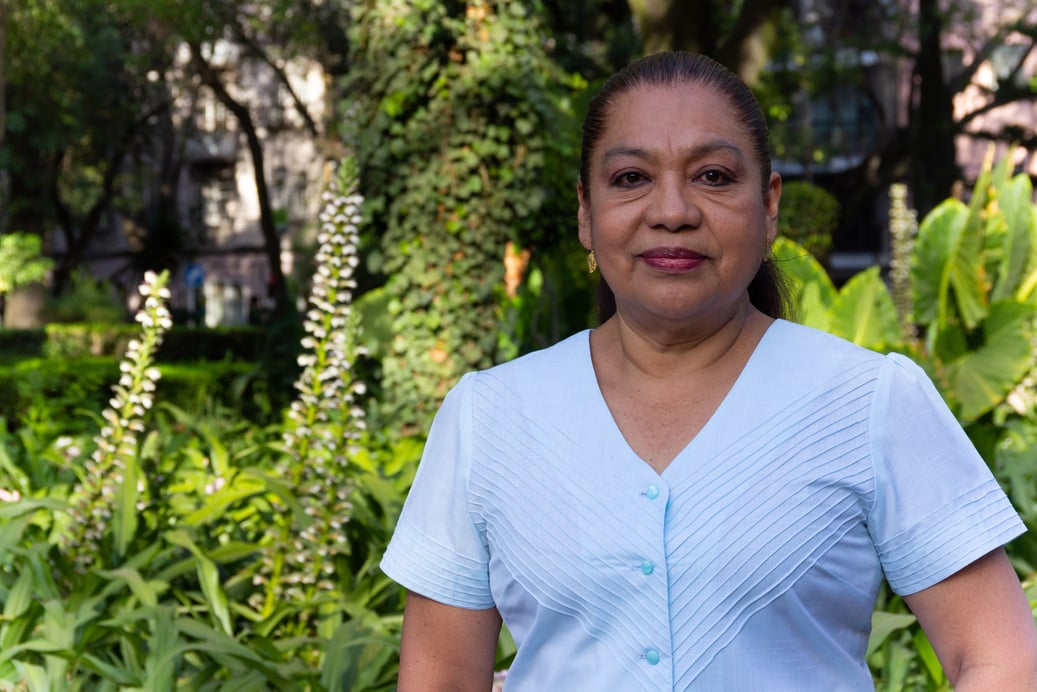 Mature Mexican lady looking at the camera smiling